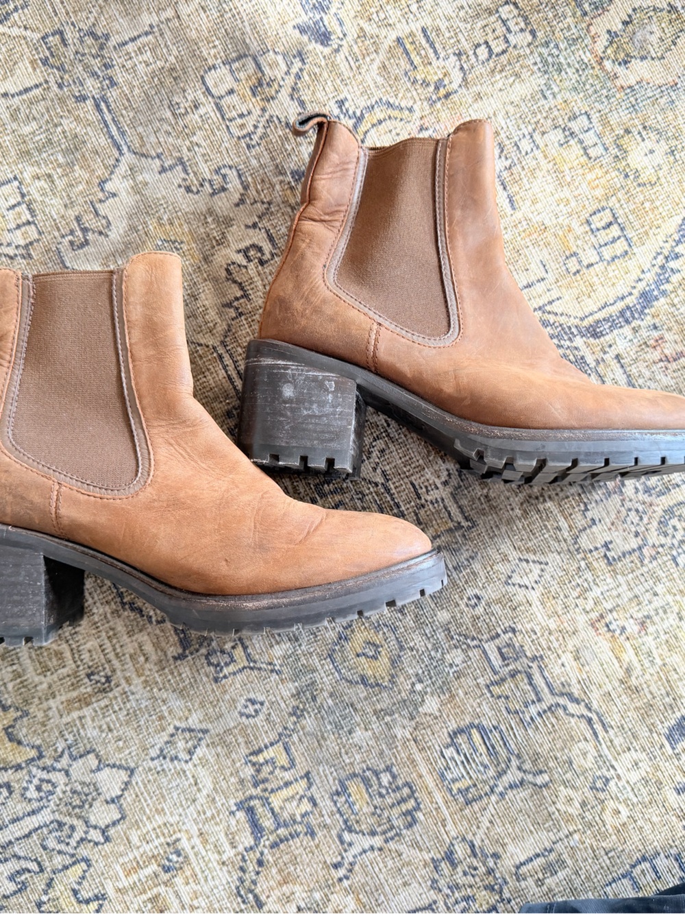 Thursday Boot Company Tan Suede Chelsea Lug Heel Booties